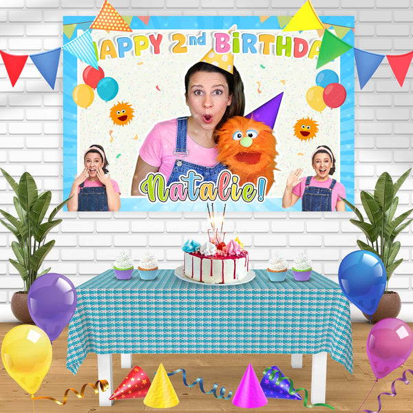 Ms Rachel and Herbie Birthday Banner Personalized Party Backdrop Decoration