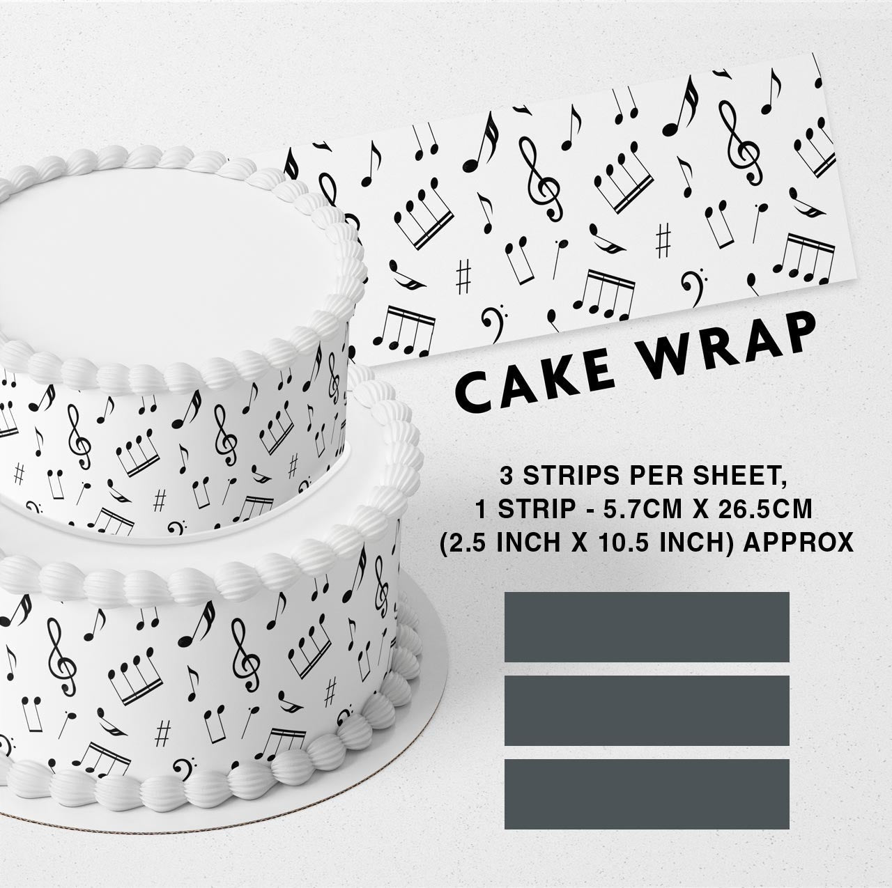 Musical Notes Strips Edible Cake Toppers Cake Wraps – Ediblecaketopper