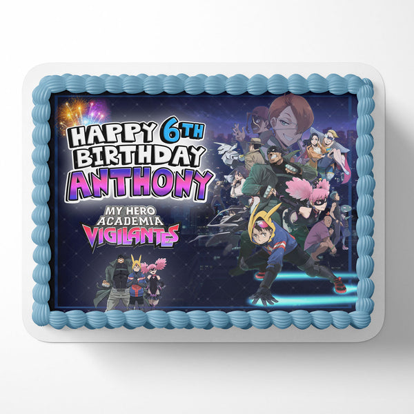 My Hero Academia Vigilantes Edible Image Cake Topper Personalized Birthday Sheet Decoration Custom Party