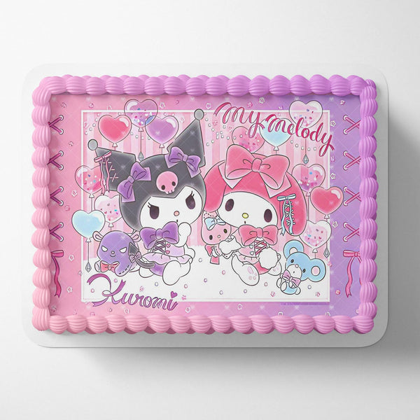 My Melody Kuromi Pink Purple Kawaii MKS Edible Cake Toppers