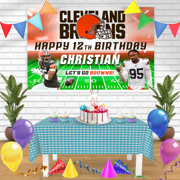 Myles Garrett Cleveland Browns Bn Birthday Banner Personalized Party Backdrop Decoration