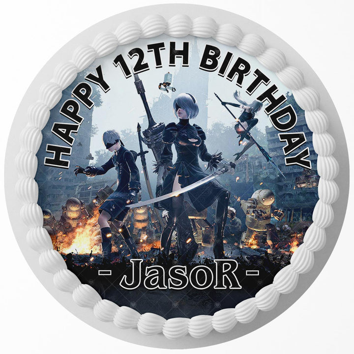 NieR Automata Edible Cake Toppers Round