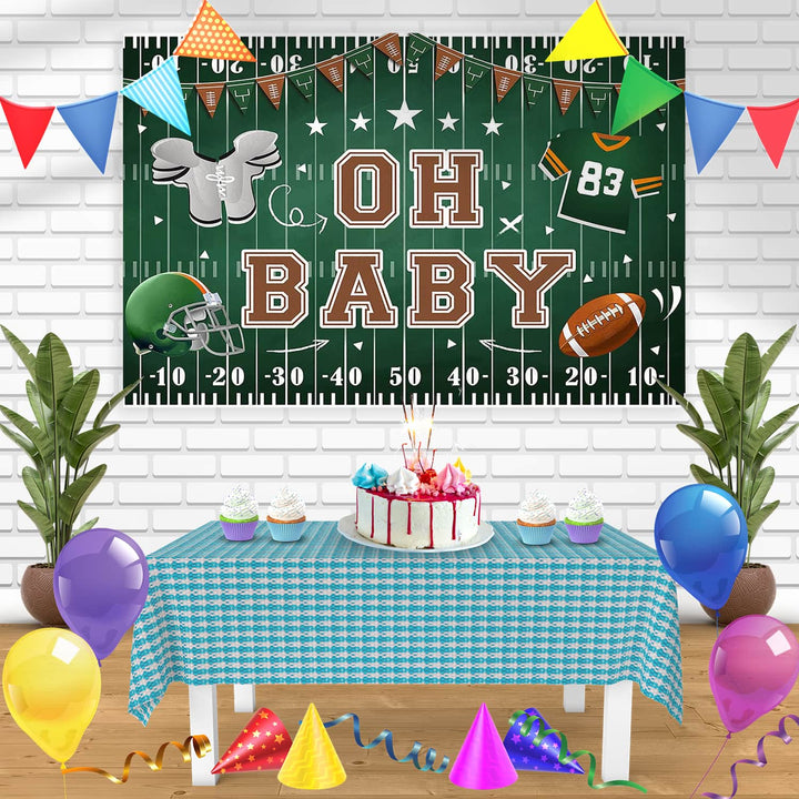 Oh Baby Football Field Baby Shower Bn Birthday Banner Personalized Party Backdrop Decoration