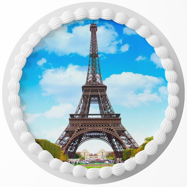 Paris Eiffel Tower Edible Cake Toppers Round