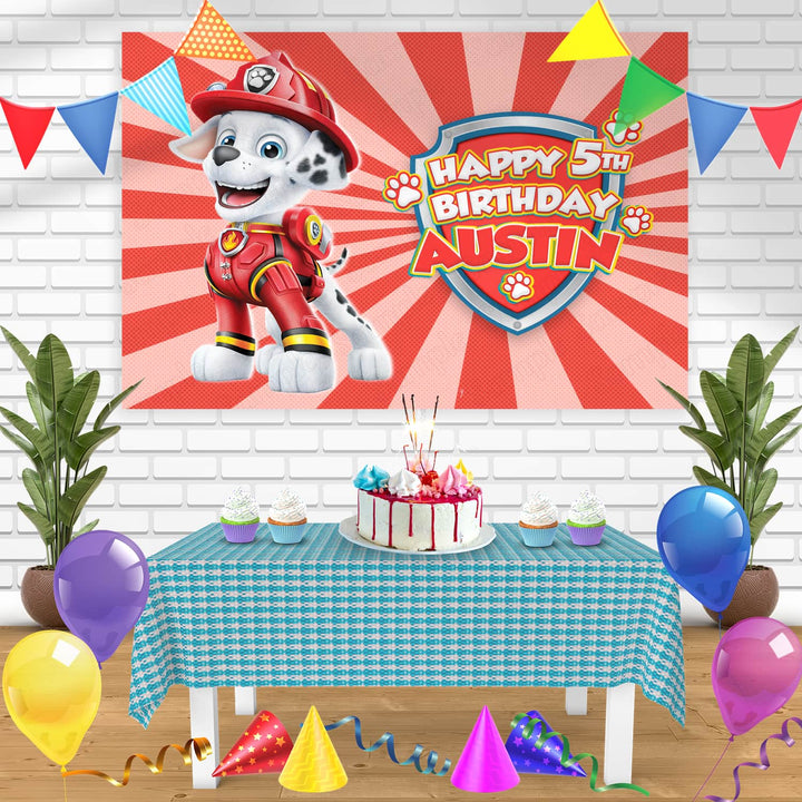 Paw Patrol Marshall Bn Birthday Banner Personalized Party Backdrop Decoration