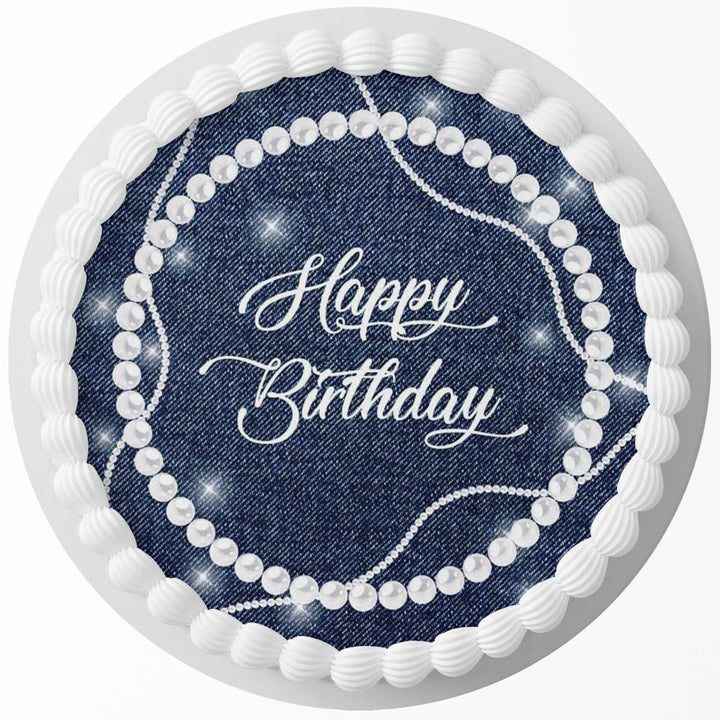 Pearl Love Glamour Edible Cake Toppers Round