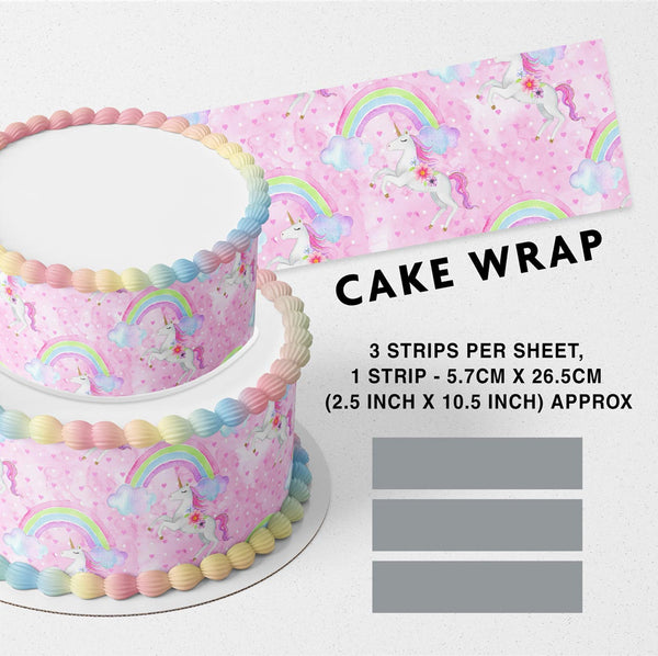 Pink Raimbow Clouds Unicorn Edible Cake Toppers Cake Wraps