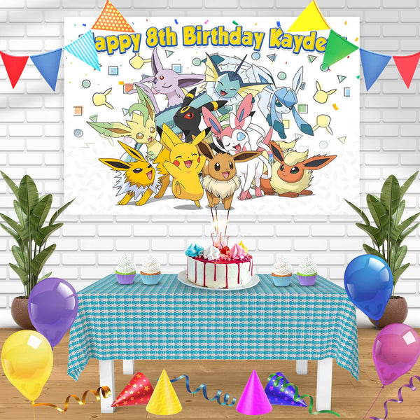 Pokemon Pikachu Eevee And Its Evolutions Bn Birthday Banner Personalized Party Backdrop Decoration