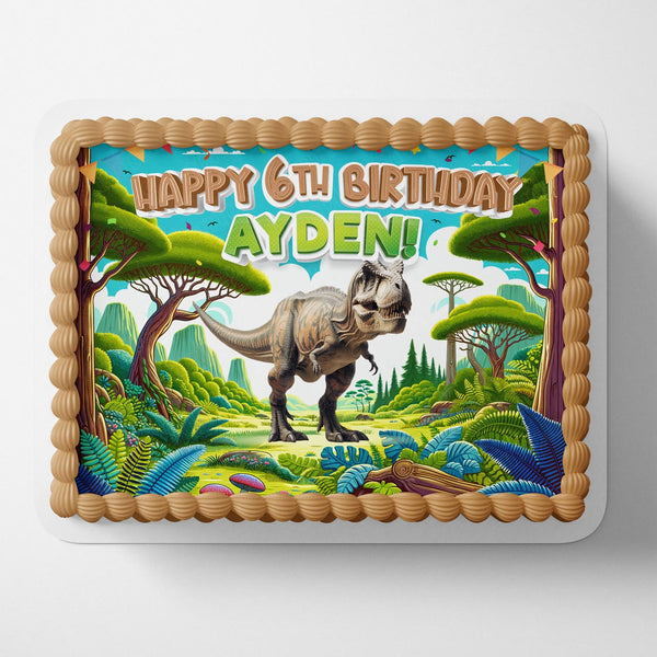 Prehistoric Planet World T Rex Dinosaur Edible Cake Toppers