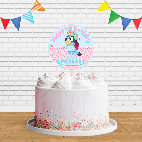 Princess Bluey Pink Girl Cake Topper Centerpiece Birthday Party Decorations