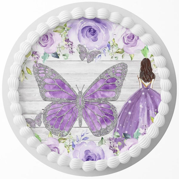 Princess Butterfly Floral Edible Cake Toppers Round