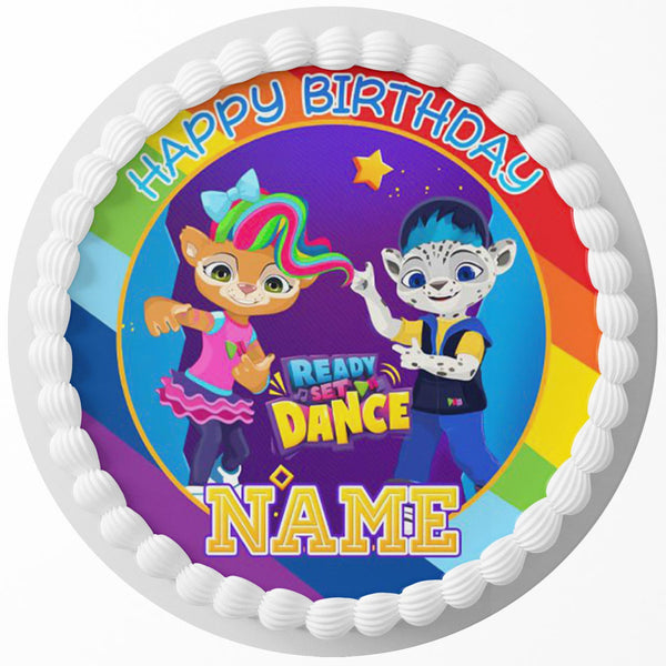 READY SET DANCE Edible Cake Toppers Round