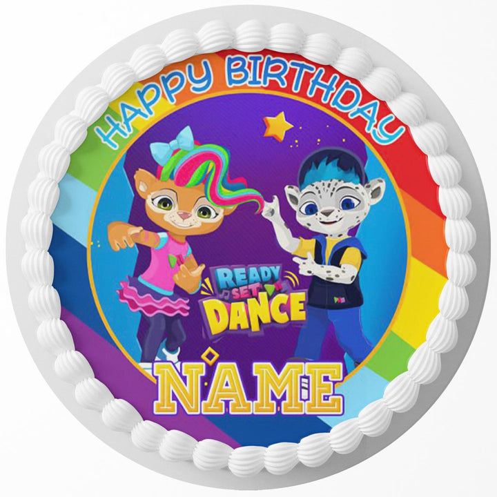 READY SET DANCE Edible Cake Toppers Round