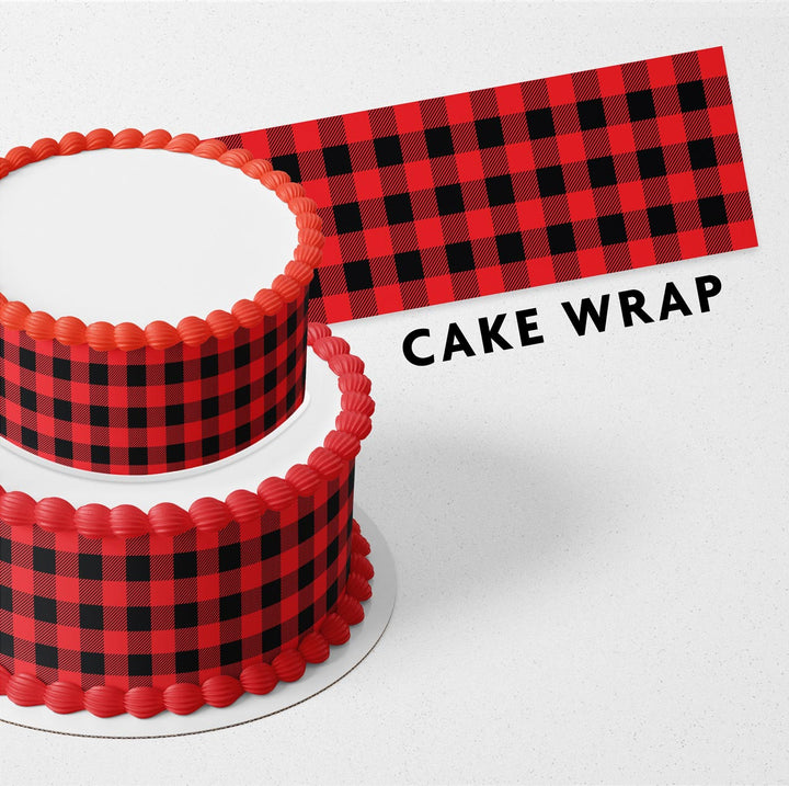 Red Plaid Strips Edible Cake Toppers Cake Wraps