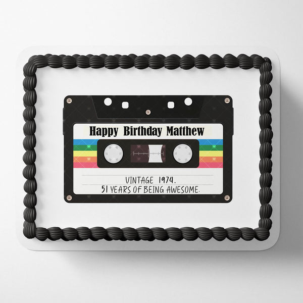 Retro Vintage Cassette Tape Edible Cake Toppers