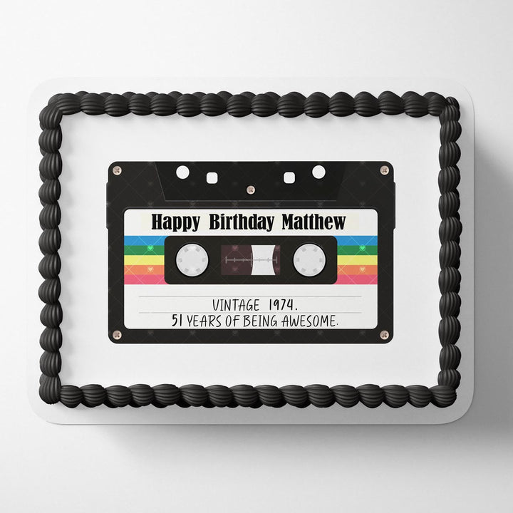 Retro Vintage Cassette Tape Edible Cake Toppers