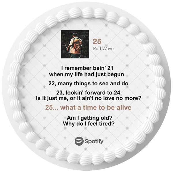 Rod Wave 25 Last Lap Album Edible Cake Toppers Round