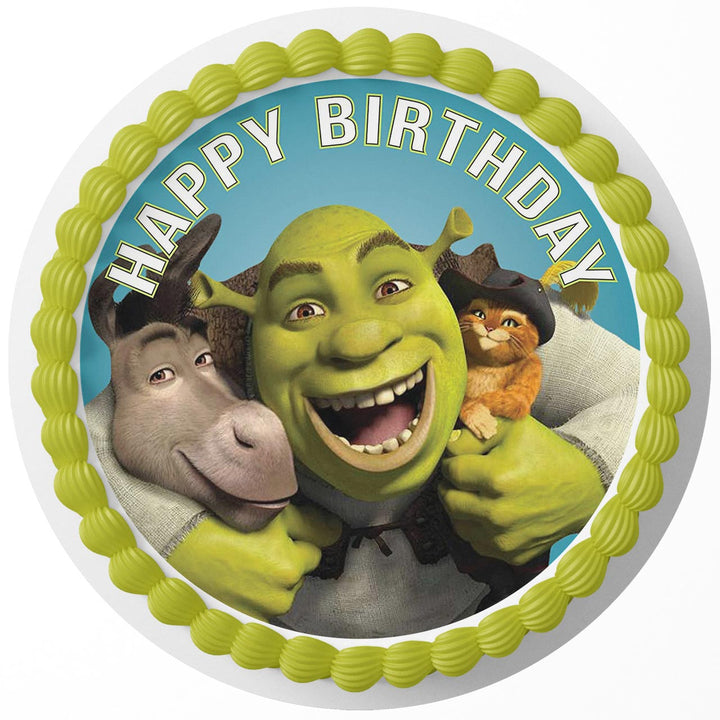 Shrek Donkey and Puss in Boots Edible Cake Toppers Round