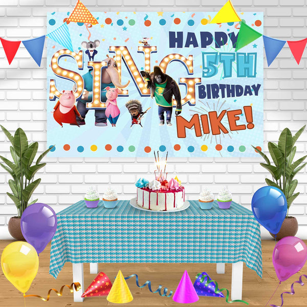 Sing Movie Kids Birthday Banner Personalized Party Backdrop Decoration