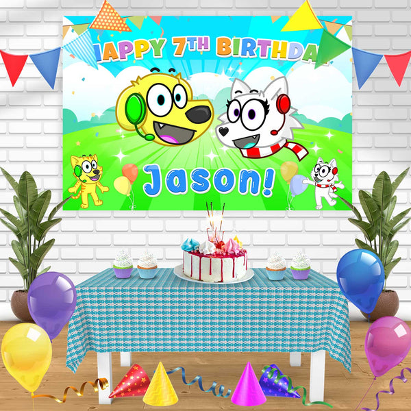 Snowi and Tyler Birthday Banner Personalized Party Backdrop Decoration