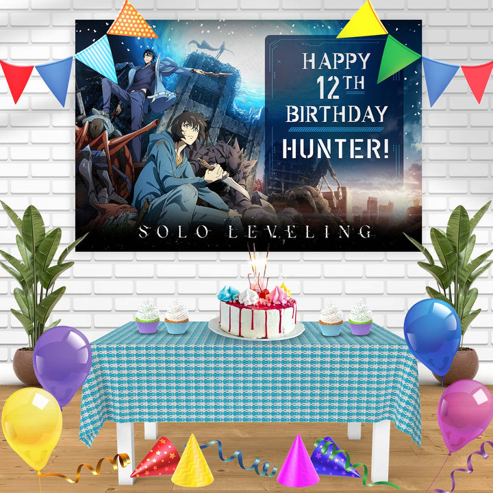 Solo Leveling Sung Jinwoo Only I Level Up Anime Bn Birthday Banner Personalized Party Backdrop Decoration