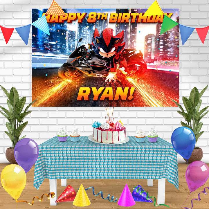 Sonic the Hedgehog 3 Shadow Movie 2024 Birthday Banner Personalized Party Backdrop Decoration