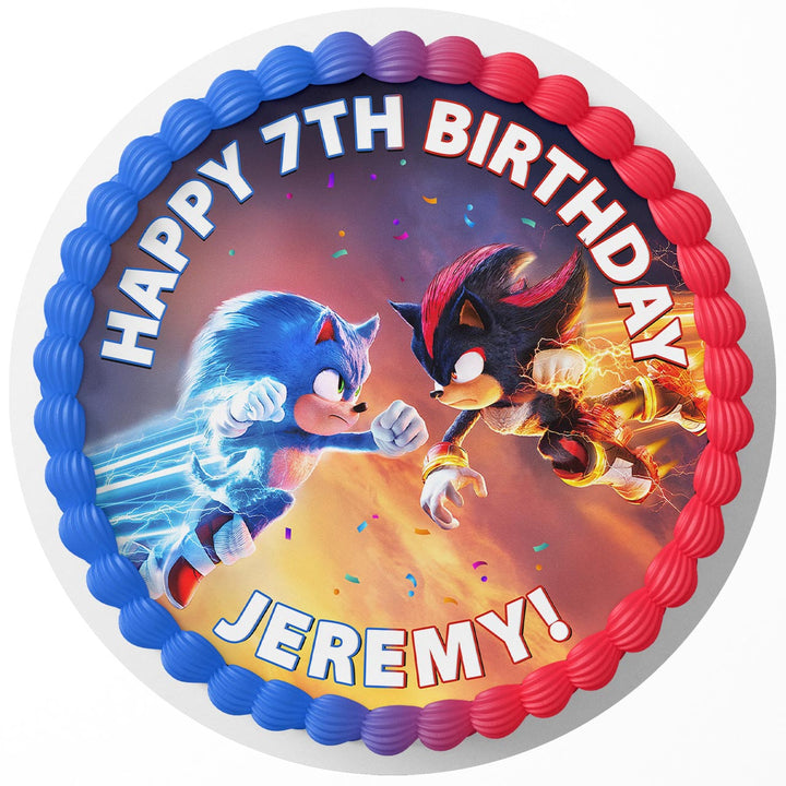 Sonic the Hedgehog 3 Sonic vs Shadow Movie 2024 Edible Cake Toppers Round