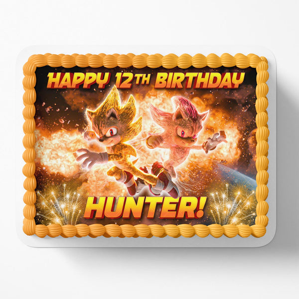 Sonic the Hedgehog Movie Super Sonic Gold Mode Edible Cake Toppers