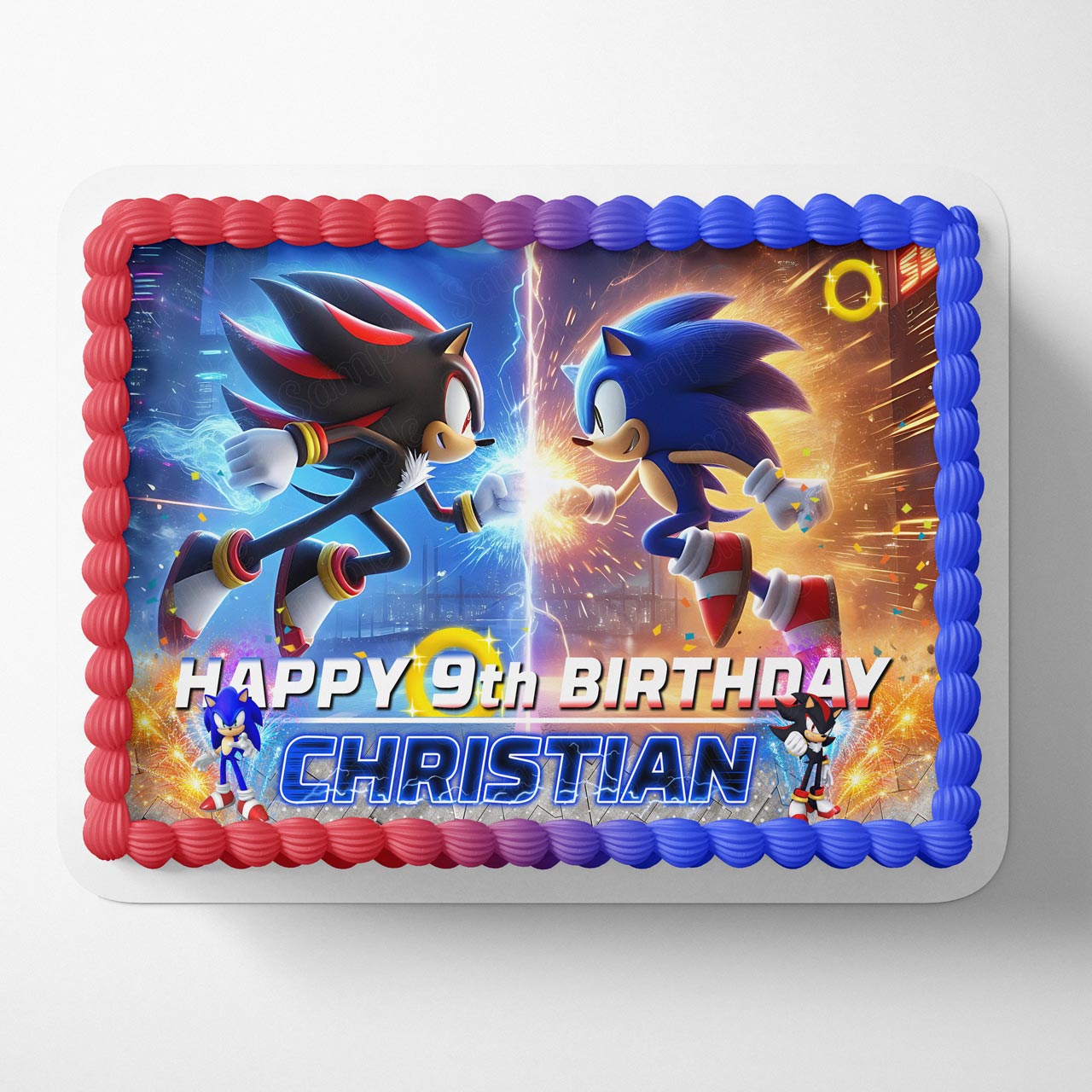 Sonic Vs Shadow Edible Cake Toppers Ediblecaketopper sonic-vs-shadow-edible-cake-toppers-ediblecaketopper