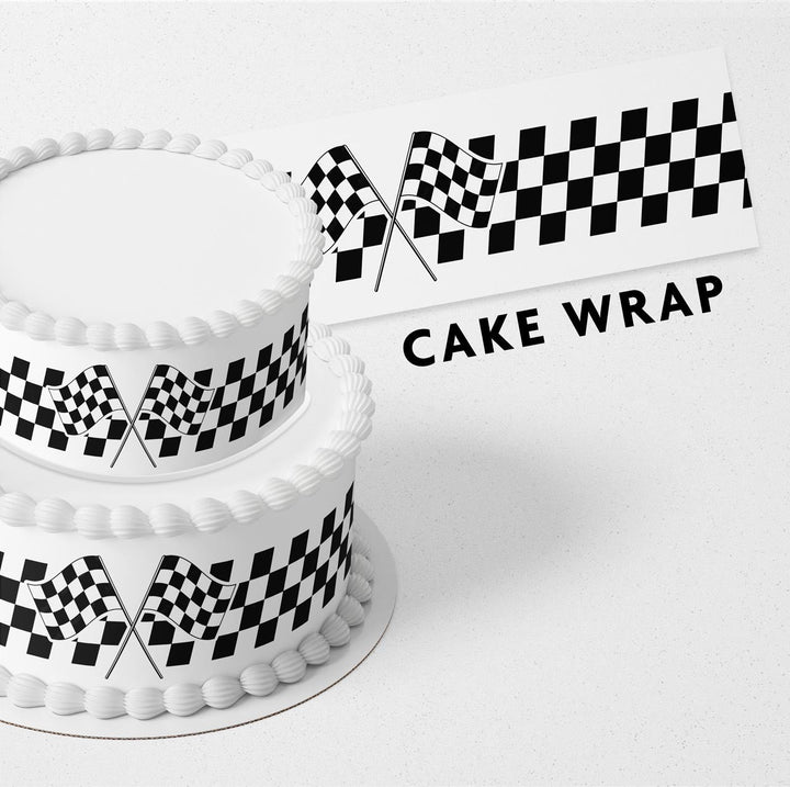 Speed Flag Racing Strips Edible Cake Toppers Cake Wraps