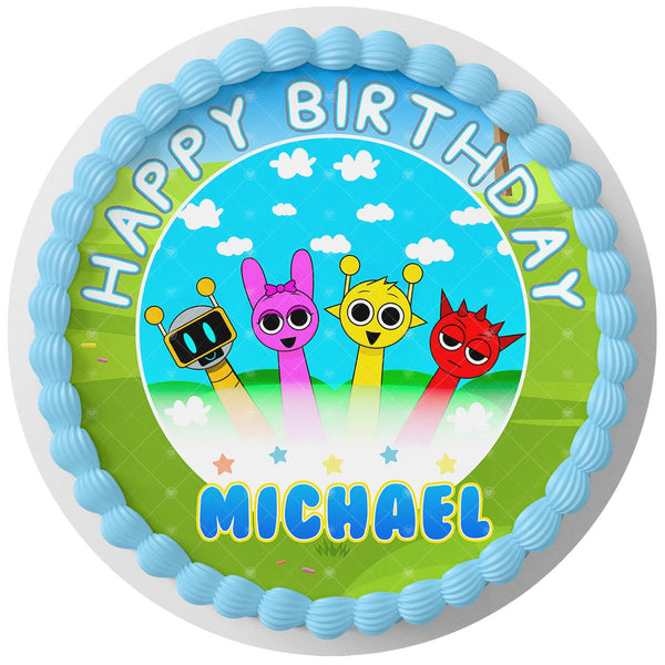 Sprunki Game Fun Kids Edible Cake Toppers Round