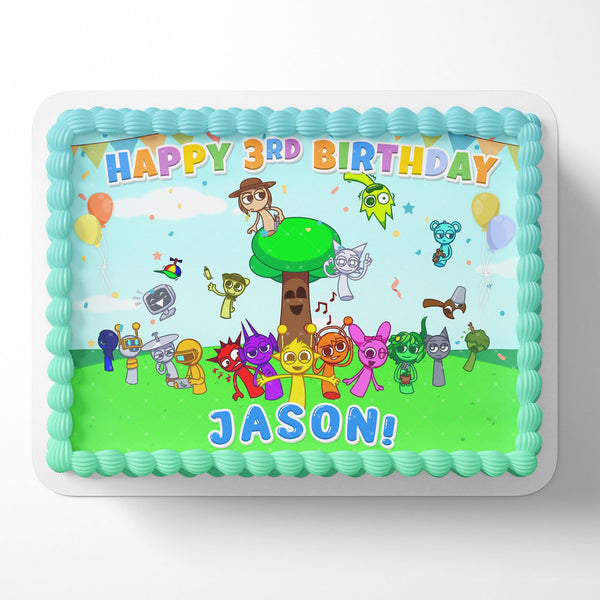 Sprunki Kids Edible Image Cake Topper Personalized Birthday Sheet Decoration Custom Party Frosting Transfer Fondant