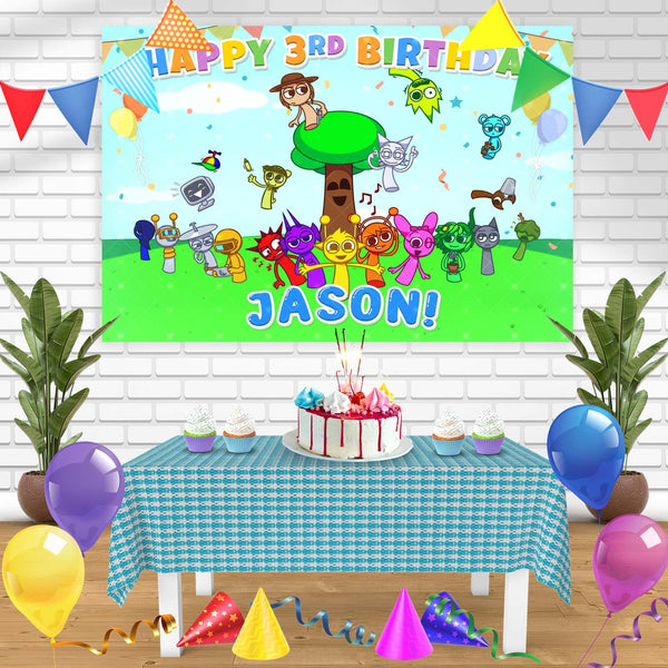 Sprunki Kids Fun Inspired Birthday Banner Personalized Party Backdrop Decoration