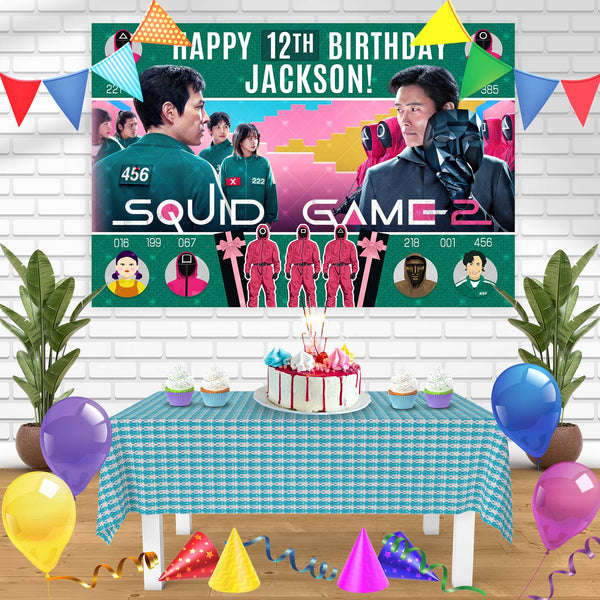 Squid Game S2 Part II Birthday Banner Personalized Party Backdrop Decoration