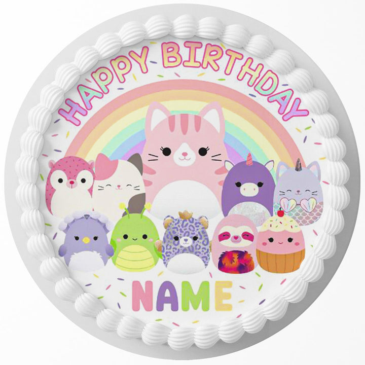 Squishmallows Inspired Edible Cake Toppers Round