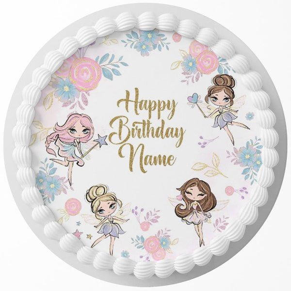 Stylish Fairies Edible Cake Toppers Round