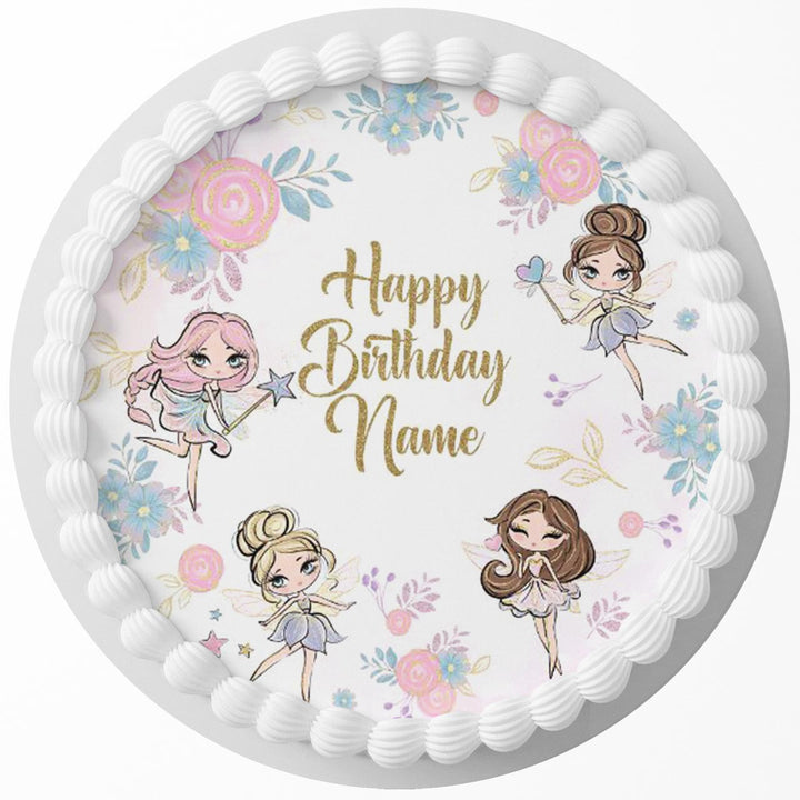 Stylish Fairies Edible Cake Toppers Round