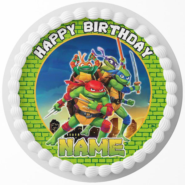 TMNT Mutant Mayhem R Edible Cake Toppers Round