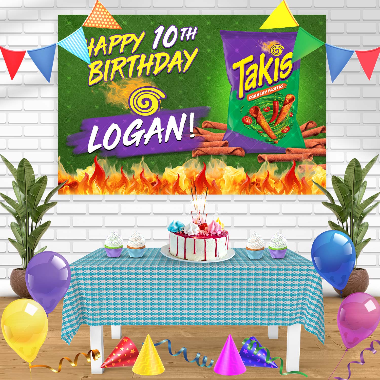 Takis Rack Display Takis Crunchy Fajitas Birthday Banner Personalized Party Backdrop Deco ...