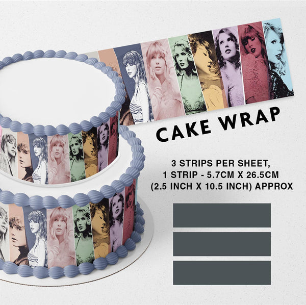 Taylor Swift Album Era Strips Edible Cake Toppers Cake Wraps