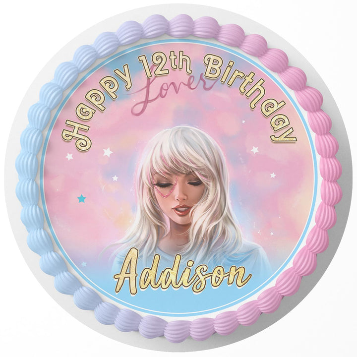 Taylor Swift Gorgeous Pink Edible Cake Toppers Round