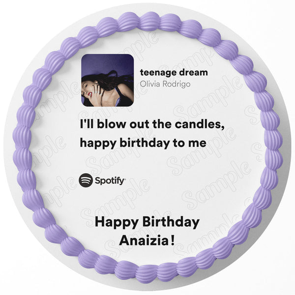 Teenage Dream Olivia Rodrigo Blow Out Candles T Edible Cake Toppers Round