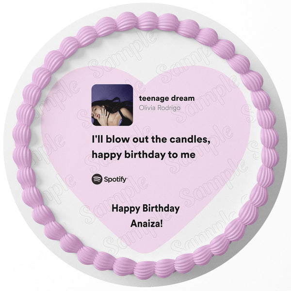 Teenage Dream Olivia Rodrigo Blow Out Candles U Edible Cake Toppers Round