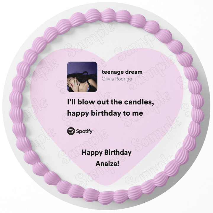 Teenage Dream Olivia Rodrigo Blow Out Candles U Edible Cake Toppers Round