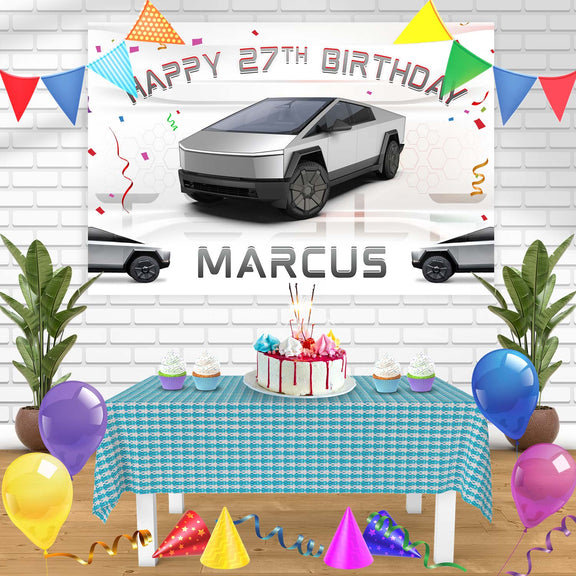 Tesla Cybertruck Bn Birthday Banner Personalized Party Backdrop Decora ...