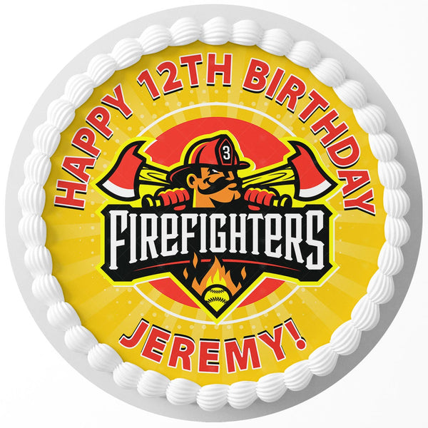 The Firefighters Edible Cake Toppers Round