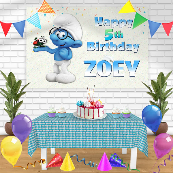 The Smurfs Brainy Smurf Bn Birthday Banner Personalized Party Backdrop Decoration