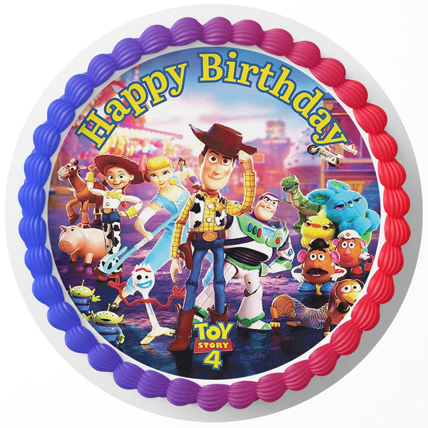 Toy Story 4 Woody Buzz and Friends Edible Cake Toppers Round