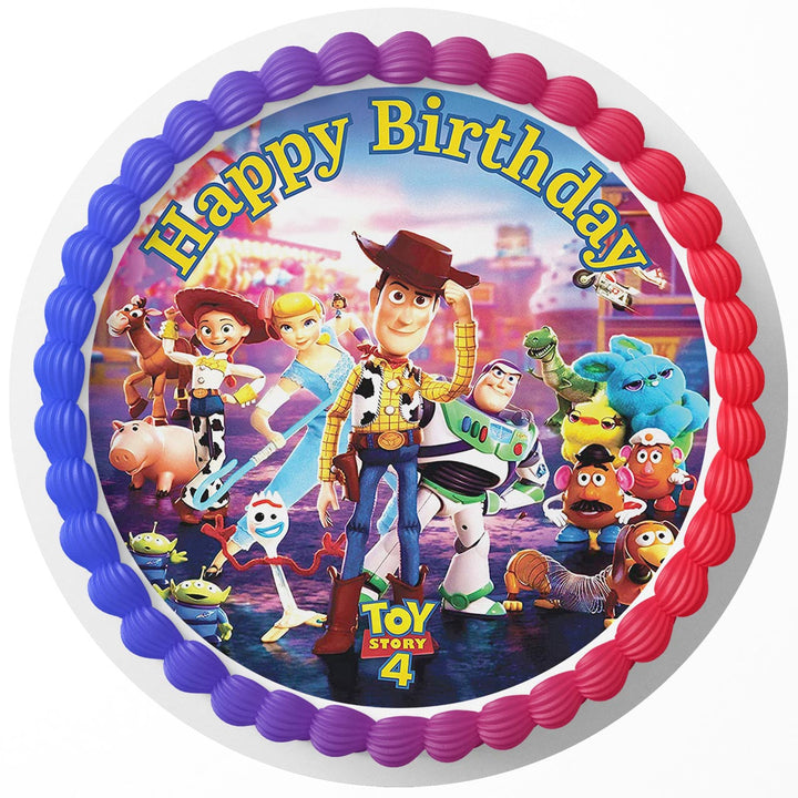 Toy Story 4 Woody Buzz and Friends Edible Cake Toppers Round