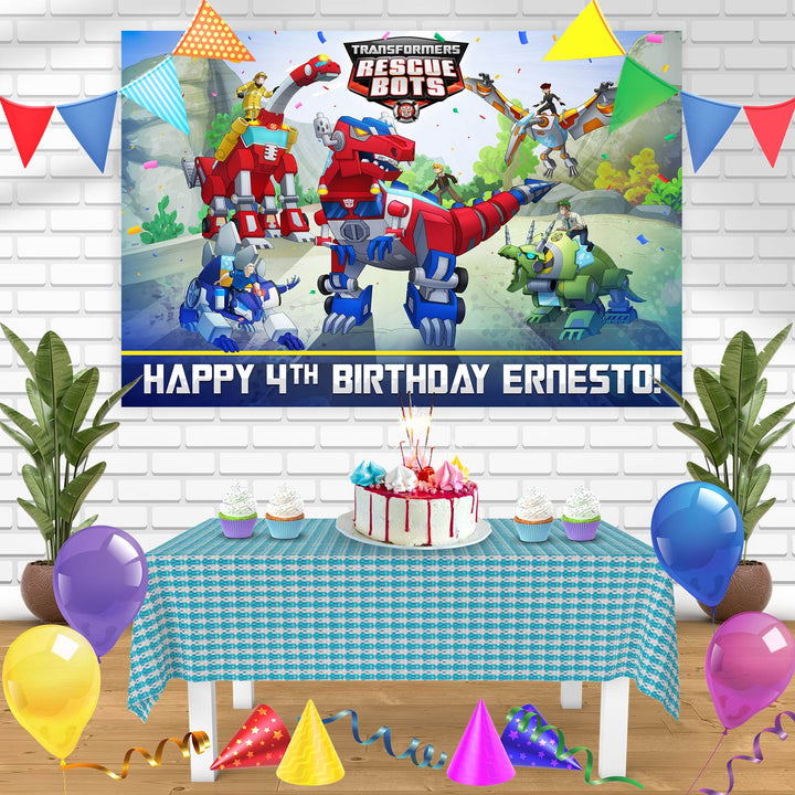 Transformers Rescue Bots Bn Birthday Banner Personalized Party Backdrop Decoration